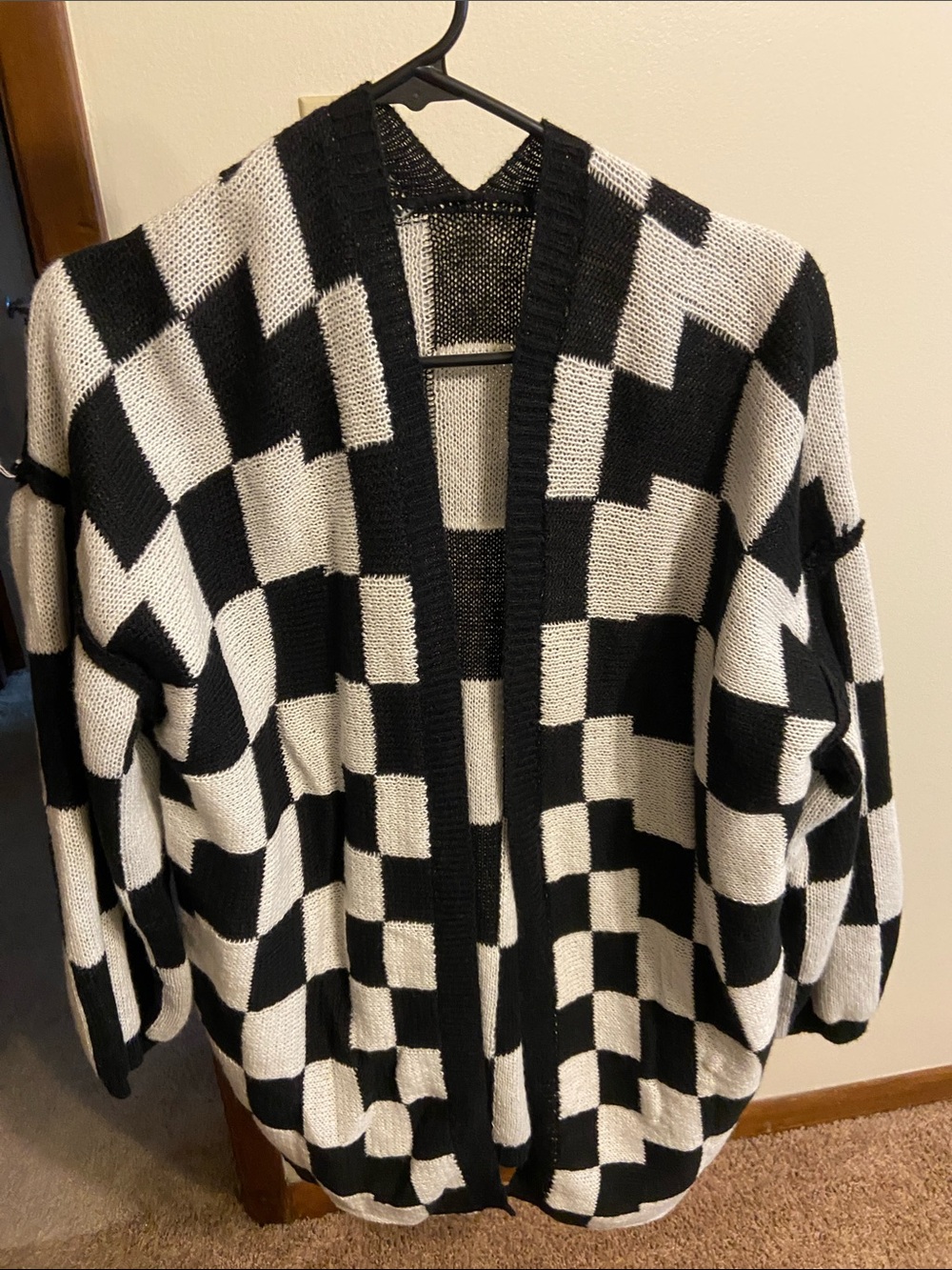 Black and white checkered cardigans